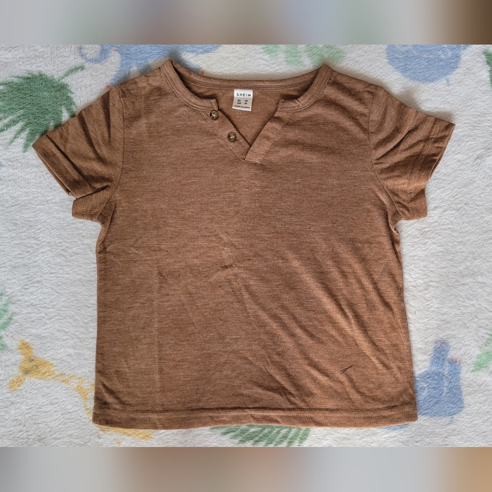 SHEIN kids 4Y quarter button up t shirt